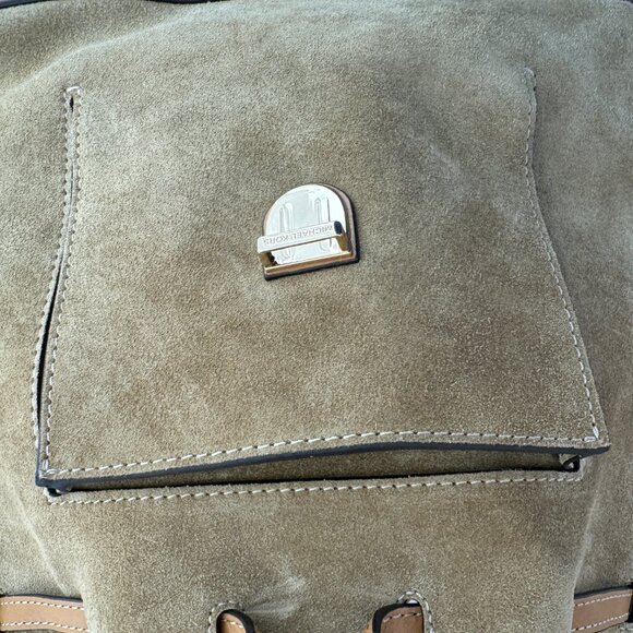 Michael Kors  English Tan Suede & Leather  Backpack with Gold Tone Accents - Picture 8 of 15